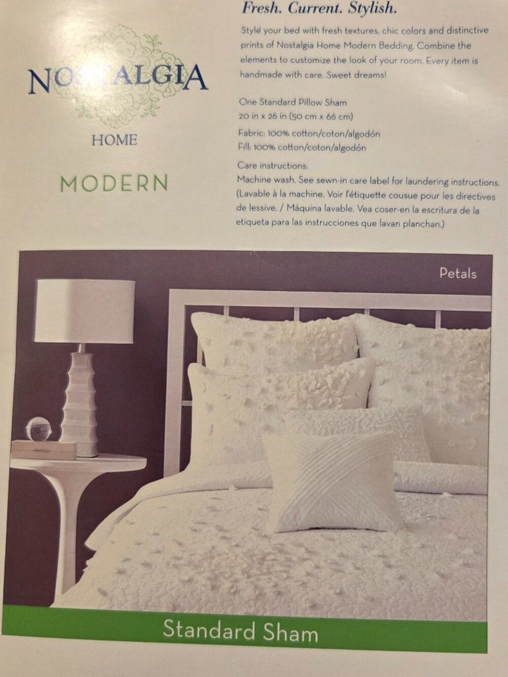 Nostalgia Petals Standard Shams x 2, White